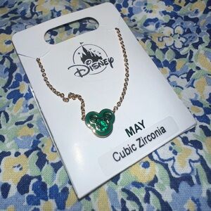 2025 Disney Parks May Green Birthstone Mickey Necklace with Green Pendant